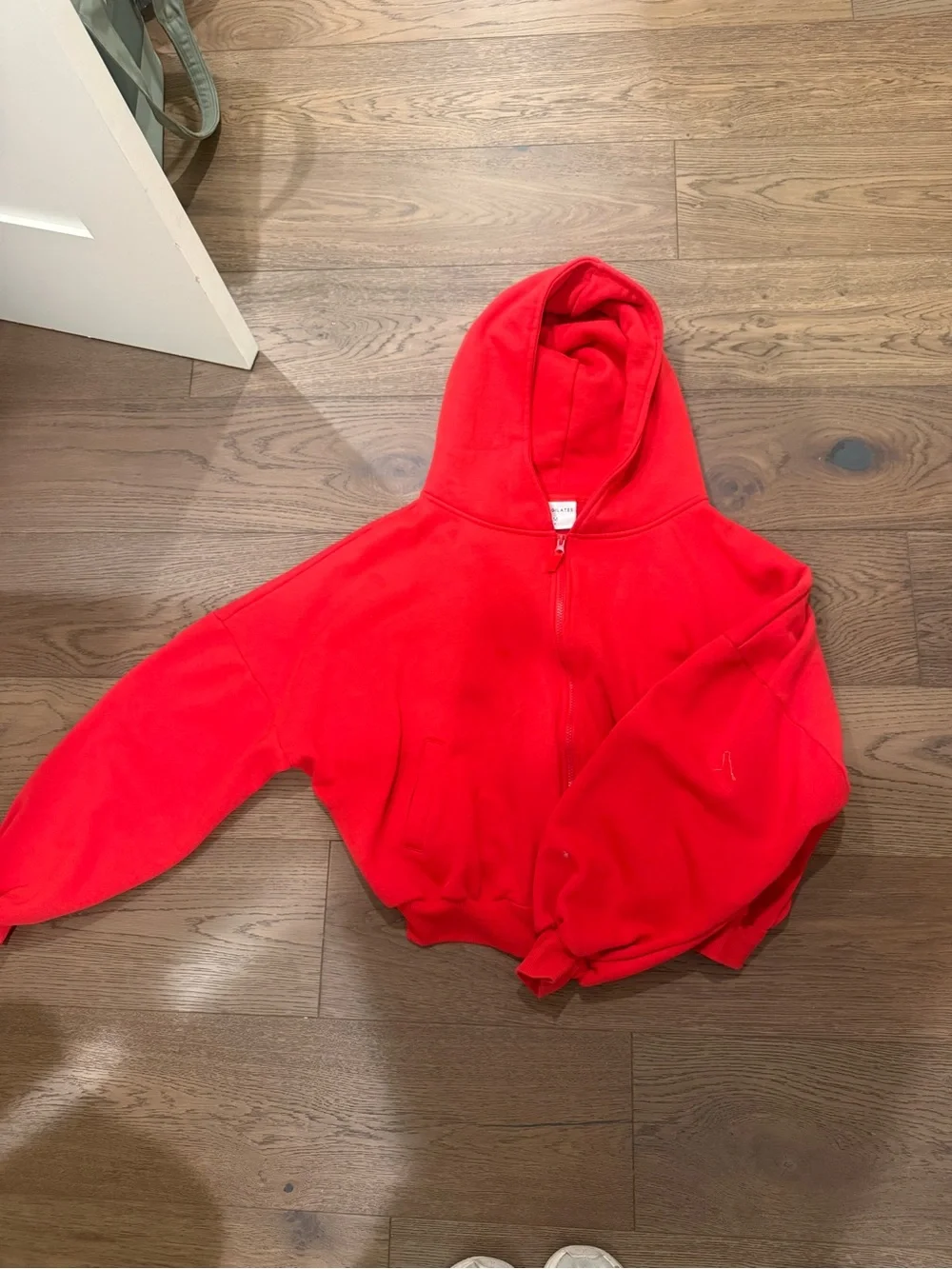 Cropped Red Hooded Sweatshirt Jacket